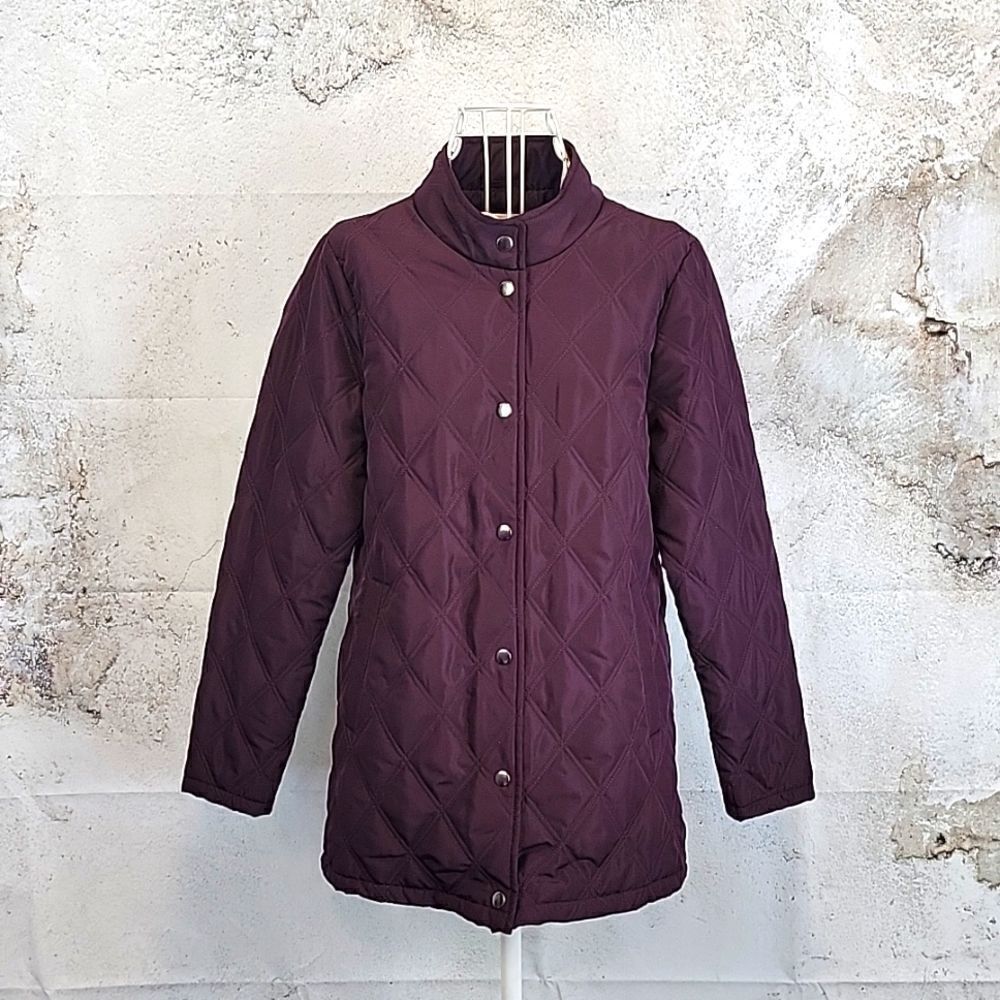 Christopher and Banks diamond quilted jacket in burgundy Women's Size S